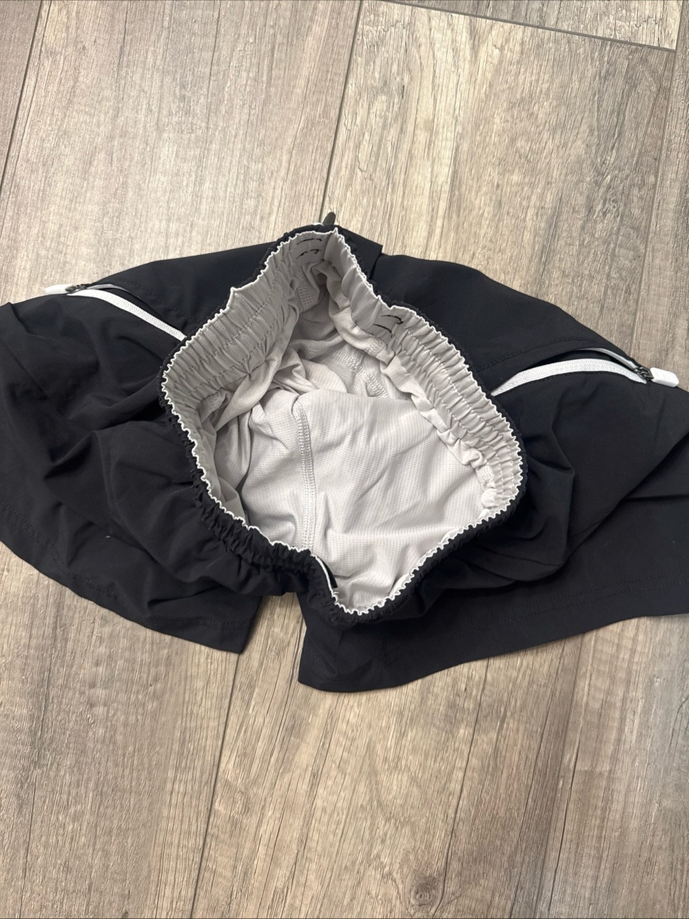 Black Baseball Lifestyle 101 Shorts with White Zip Accents - Picture 5 of 5